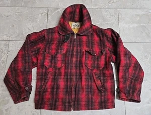 Vintage Woolrich Red Black Buffalo Plaid 545 Hunting Jacket Men’s Sz 46 XL - Picture 1 of 5