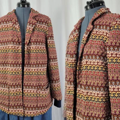 Chaqueta De Colección Multicolor Zig-Zag-Como Rayas Frente Abierto Forrada M/L/XL? Foto 1 de 4