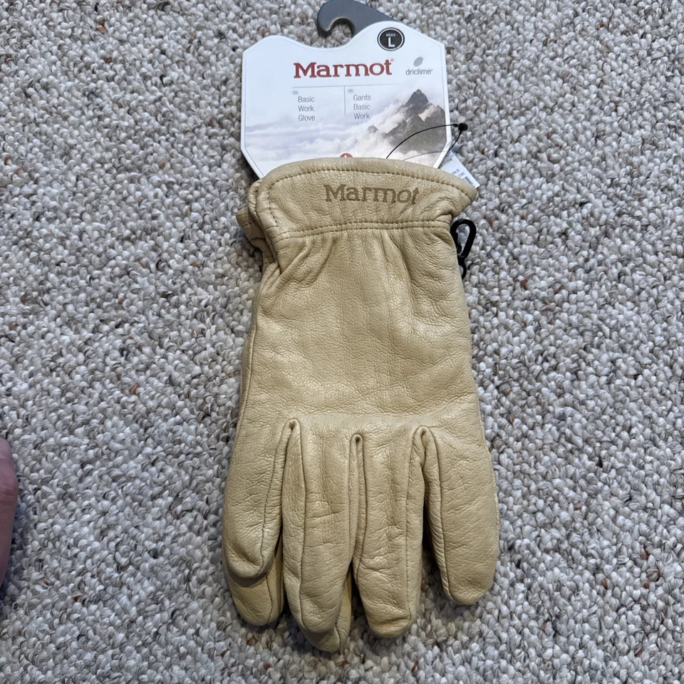 Основные рабочие перчатки MARMOT из желтовато-коричневой кожи DRICLIME. Мужская L. новый с Ярлыками. - Изображение 1 из 4