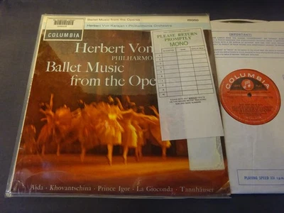 BALLET MUSIC FROM THE OPERAS (VERDI, BORODIN etc) LP, Karajan COLUMBIA 33CX 1774 - Image 1 of 4