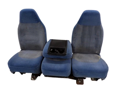 Juego de consola central asiento cubo delantero 40-20-40 Ford F150 Super Cab 92-96 azul OEM Foto 1 de 4