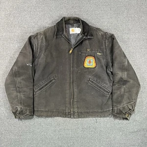 VTG Carhartt Detroit Jacket Blanket Lined J97 Black USA Made Size Medium - Picture 1 of 14