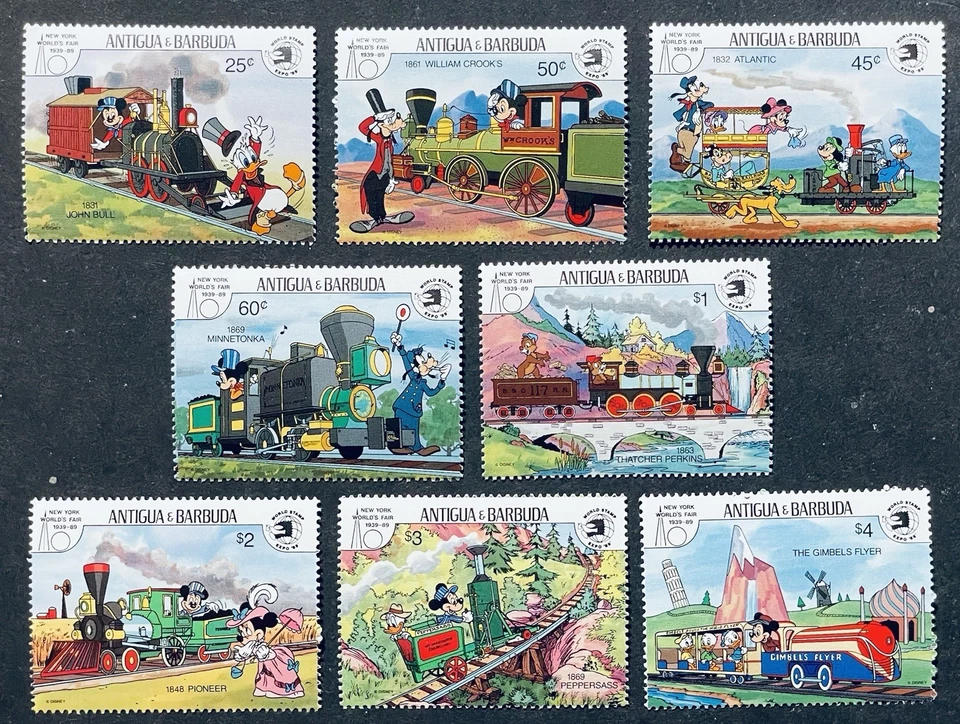 SELLOS DE LOCOMOTORA ANTIGUA Y BARBUDA DISNEY MNH 1989 TREN PEPPERSASS ATLÁNTICO 1 Foto 1 de 1