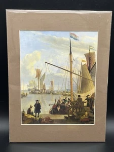 Ludolf Backhuysen Art Print Naval Nautical Seaport Ships Pilgrims Matted NEW - Picture 1 of 7
