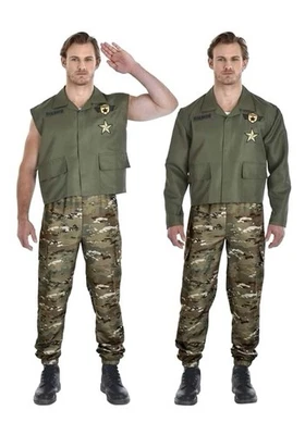 Talla S 36-38: Soldado Militar Hombre Disfraz Halloween Convertible Chaqueta y Pantalón Foto 1 de 3
