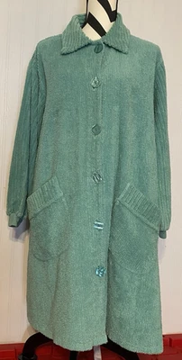 Abrigo/bata de casa vintage de tela de felpa turquesa Adonna para mujer Foto 1 de 4