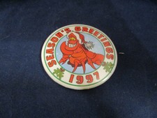Season's Greetings 1997 Sebastian Little Mermaid Disneyland Pin Button Pinback
