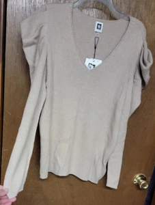 NWT Woman ANNE KLEIN Cotton Cashmere KNIT TOP Size XXL Latte Heather Brown $99 - Picture 1 of 5