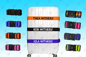 Personalised Luggage Strap Suitcase Printed/Embroidered Safe Luggage Belt - Picture 1 of 5