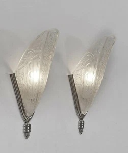 DAMEN FRANKREICH : Paar französische 1930 Art Deco Wandleuchten .. Lampe Müller Daum Ära - Bild 1 von 11