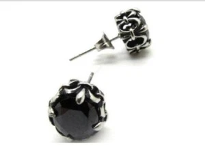 PENDIENTES ELEGANTE DE PURO ACERO Y PIEDRA CIRCONIO NEGRO - Imagen 1 de 2