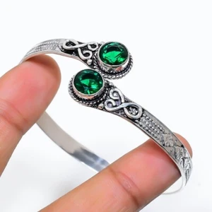 Chrome Diopside Gemstone Handmade 925 Sterling Silver Adjustable Cuff Bracelet - Picture 1 of 1