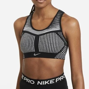 Nike Sports Bra Black FE/NOM Flyknit High Support Gray AJ4047 014 Size XS NEW - Picture 1 of 2
