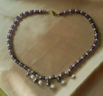 Collar de perlas amatista briolette 14k Foto 1 de 4