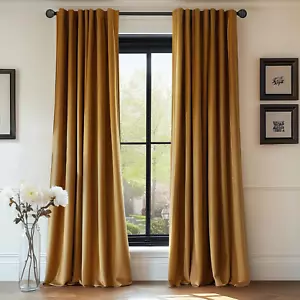 Gold Velvet Curtains Blackout Curtain Thermal Insulated Curtains for Bedroom Liv - Picture 1 of 8