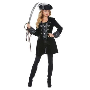 Kostüm Piratin Luxuspiratin Damen Piratenmantel schwarz Fasching Karneval - Bild 1 von 8