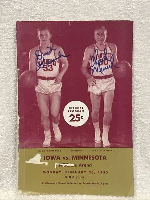 Minnesota Gophers vs. Iowa 1955 Program, Dick Garmaker Chuck Mencel AUTOGRAPHED! - Image 1 of 4