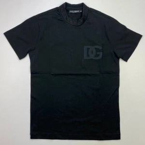 Dolce & Gabbana Embroidery Neckline Logo Men Black T-Shirt - Picture 1 of 6