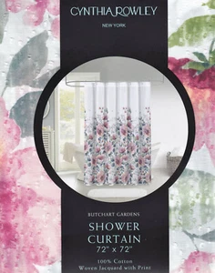 Tenda doccia Cynthia Rowley 100% cotone a pois svizzera butchart giardini floreale - Foto 1 di 3