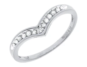 10k White Gold Round Channel Diamond Chevron Wedding Engagement Enhancer Band - Picture 1 of 5