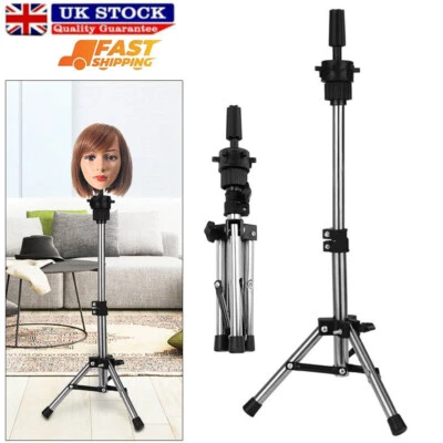 Adjustable Wig Head Stand Mannequin Tripod Holder for Hairdressing Training UK