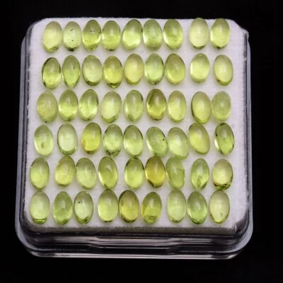 27 Stück Natürlich Peridot 5x3mm Oval Cabochonschliff Lose Unbehandelt Steine - Bild 1 von 4