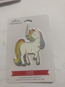 Hallmark Unicorn Christmas Ornament White with Rainbow Colors Metal - Picture 1 of 2