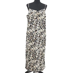 Banana Republic Midi Dress Satin Slip Cheetah Print Large Spaghetti Straps 90s - Picture 1 of 9