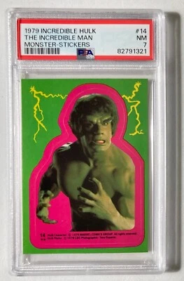1979 Incredible Hulk -The Incredible Man Monster- Sticker #14 PSA NM 7 - Image 1 of 2