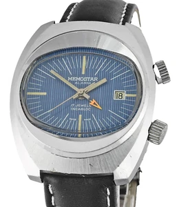 Vintage MEMOSTAR Alarm Date 17 Jewels All Swiss Mens Wristwatch - Bild 1 von 6