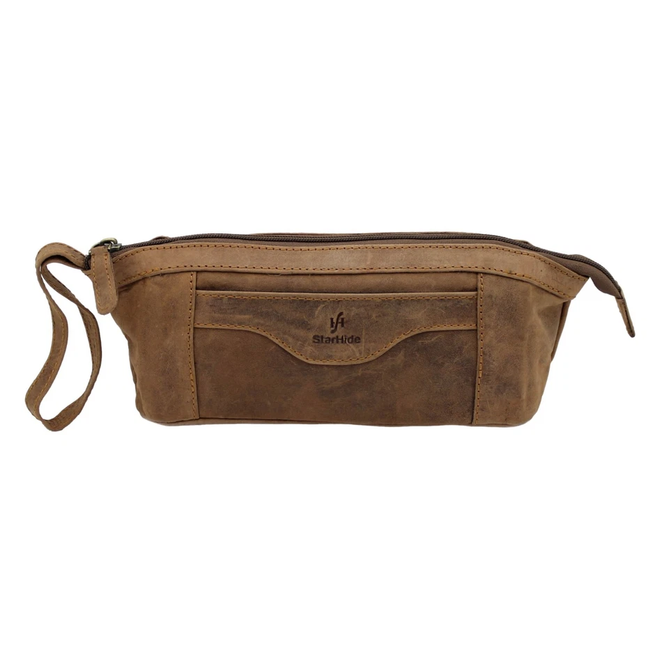 Starhide Genuine Distressed Hunter Real Leather Pencil Case Cosmetic Pouch 555 - Image 1 of 4