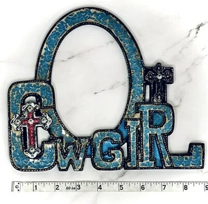 Christian Cowgirl Art/Accent in Turquoise Pink Mosaic Cross (9”x7.5”) - Picture 1 of 4