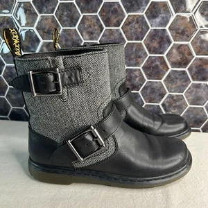 Dr. Martens Air Wair US 5 Euro 36 Gayle Tweed Moto Boots AW501 Gray Black - Picture 1 of 8