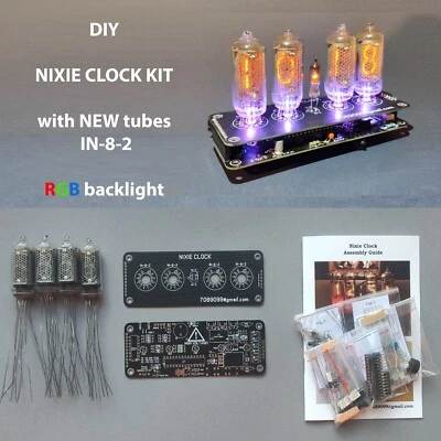 DIY KIT with NEW tubes IN-8-2 Nixie Clock  RGB Backlight Alarm *All parts* - Image 1 of 4