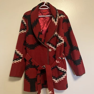 Black Mountain Outdoor Coat XL RED Multicolor Aztec Tribal Southwestern JACKET - Image 1 of 4