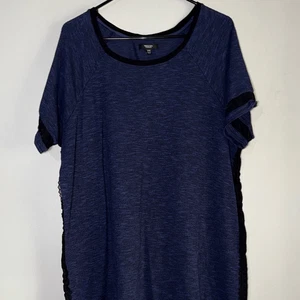 Top de manga corta Simply Vera Vera Wang azul jaspeado - Imagen 1 de 12