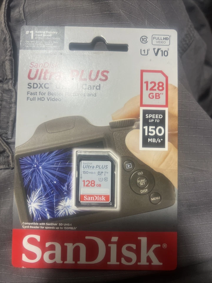 SanDisk Ultra PLUS 128GB SD Card - New & Sealed *AUTHENTIC* lots of fakes listed - Image 1 of 1