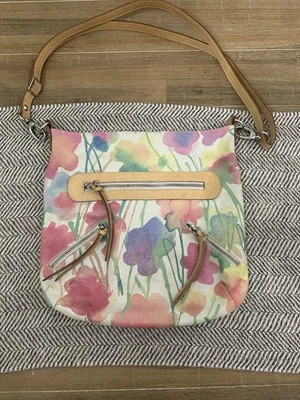 Bolsa tote Maurizio Taiuti vintage italiana de couro pintada à mão floral - Imagem 1 de 4