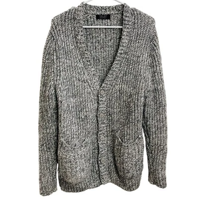 Cárdigan suéter gris de mezcla de lana mohair grueso de Zara para hombre de gran tamaño tejido para abuelo Foto 1 de 4