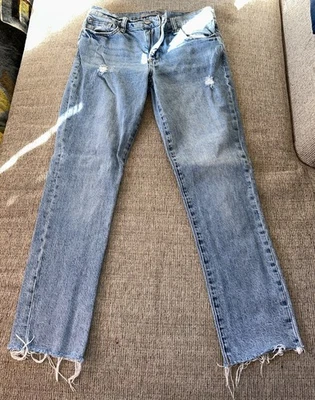 Pantalones de mezclilla Joe's Jeans lavado claro flecos pierna recta talla 27 Foto 1 de 4