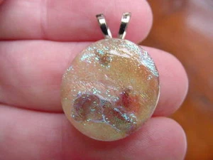 (#DL-237) DICHROIC Fused GLASS Pendant JEWELRY WHITE PURPLE BLUE - Picture 1 of 1