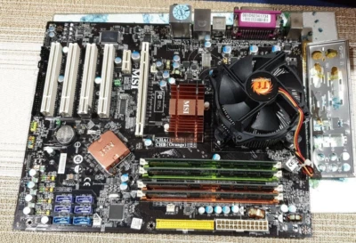 MSI MS-7395  P35 Motherboard + 2gb DRR2 Ram (4x 512mb) + Intel Core 2 Quad CPU - Image 1 of 2