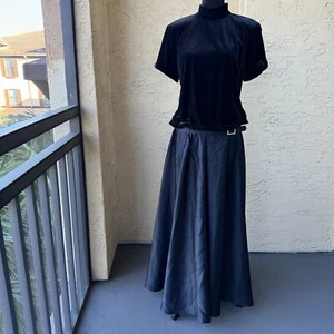 BARI JAY SCHWARZ SAMT SATIN KLEID 13-14 ABEND BALLKLEID KURZARM VTG - Bild 1 von 15