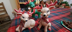 3 Handpainted Vintage Reindeer - Picture 1 of 2