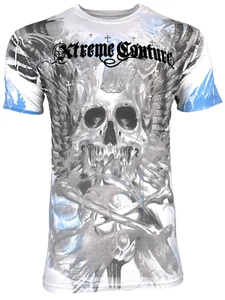 Camiseta para hombre Xtreme Couture by Affliction The Edge blanca calavera de motociclista - Imagen 1 de 12