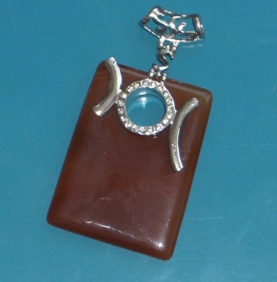 Huge!! Stripped Onyx 925 Sterling Silver Plated Pendant w/cz over 3" amazing!!!! - Image 1 of 3