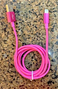 4ft USB-A to iPhone Cable Fast Charging/Data Transfer Cord Pink Braided - Picture 1 of 3