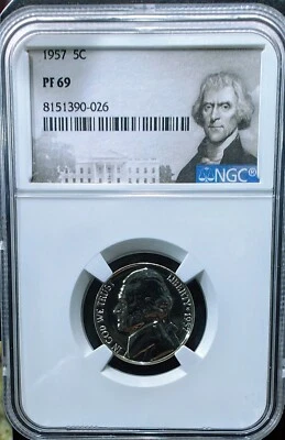 1957 NGC PF69 PROOF BETTER DATE NICKEL 5C GREAT EYE APPEAL PORTRAIT  40% OFF  - Image 1 of 4
