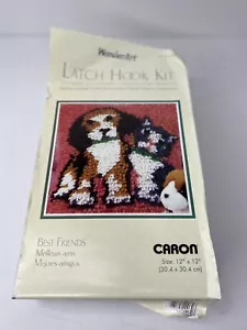 Katze Hund Riegel Haken Teppich Kit 12" x 12" Stil #P492 Handwerk Caron Katze Welpe - Bild 1 von 5