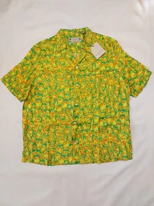 allsaints leopard short sleeve viscose shirt lizard green - Picture 1 of 8